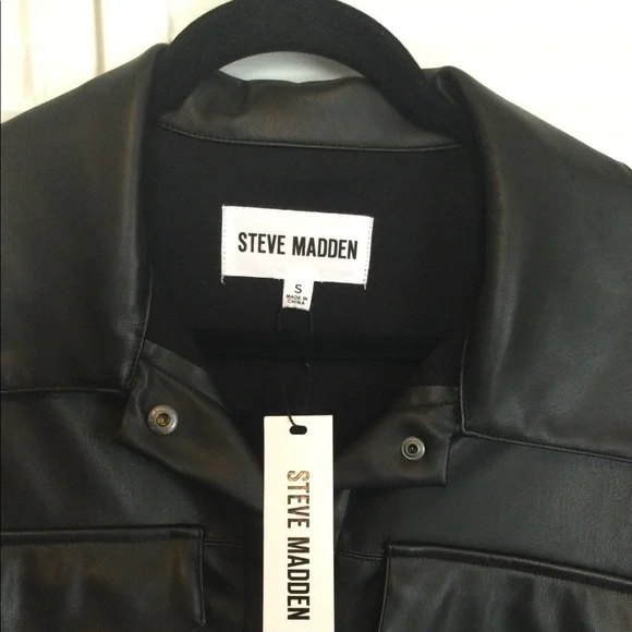 Steve Madden Faux Shacket, Size S, Black - Picture 2 of 6